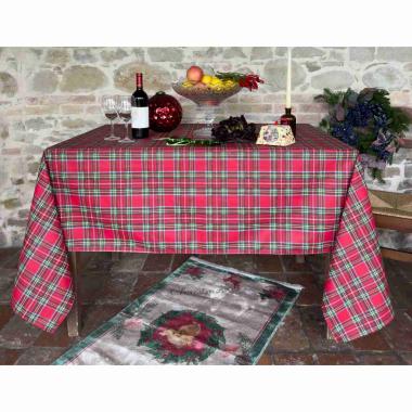 Tovaglia natalizia resinata fantasia tartan disponibile 3 colori verde 135 x 220 cm