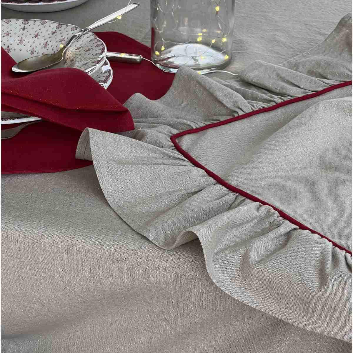 Tovaglia natalizia cotone fantasia xmas glitter 3 colori rosso 160 x 280 cm