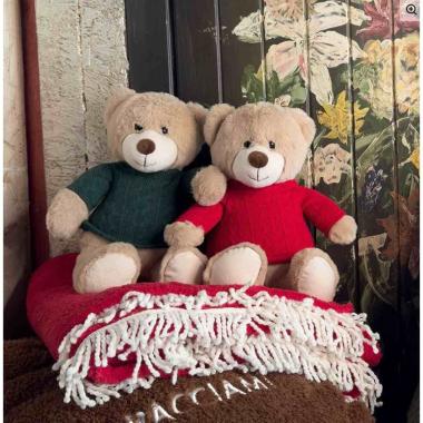 Orso in tessuto maglia verde 30 cm