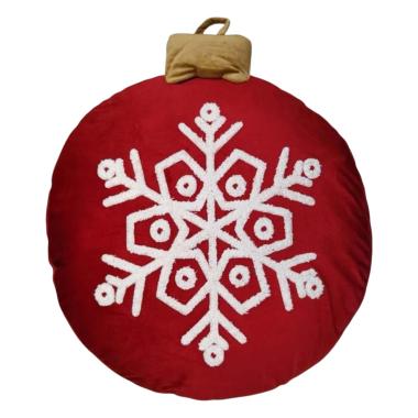Cuscino arredo in tessuto natale sfera rossa 40 cm
