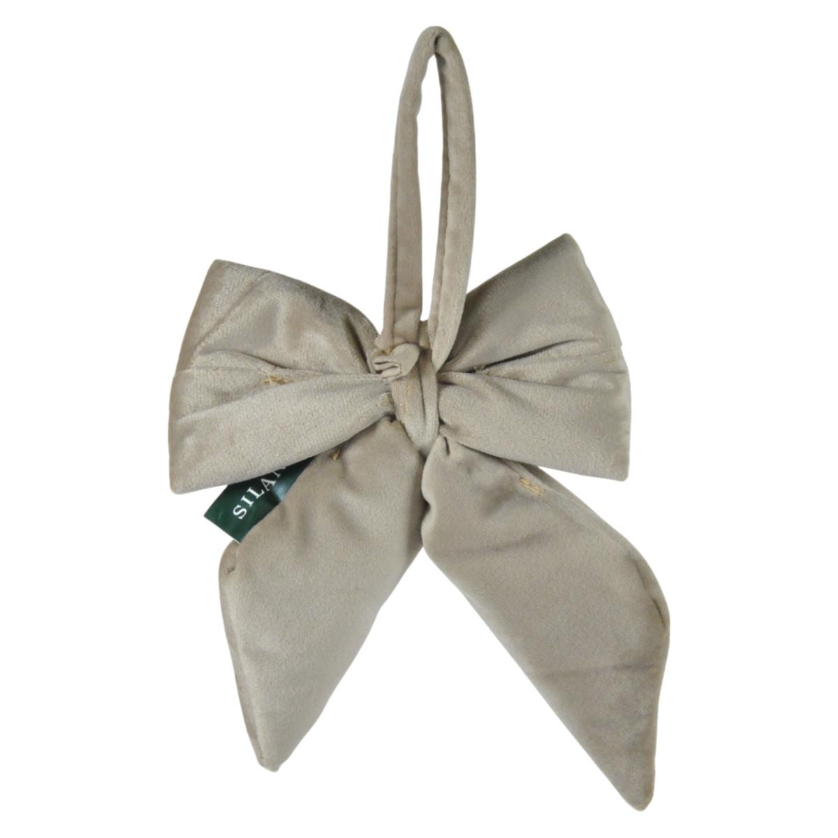 Decorazione natalizia fiocco velluto beige 13,5 x 17 cm