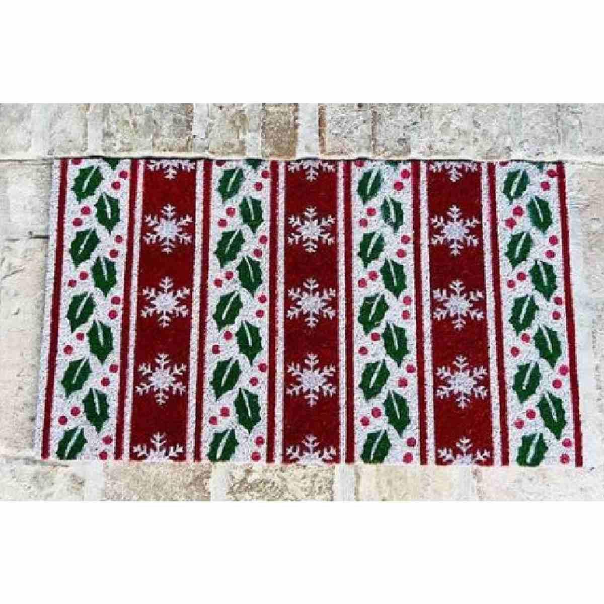 Zerbino cocco natale sagomato agrifogli 40 x 70 cm