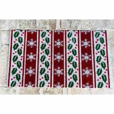 Zerbino cocco natale sagomato agrifogli 40 x 70 cm
