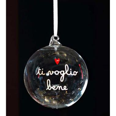 Pallina natalizia vetro scritta ti voglio bene Ø 12 cm