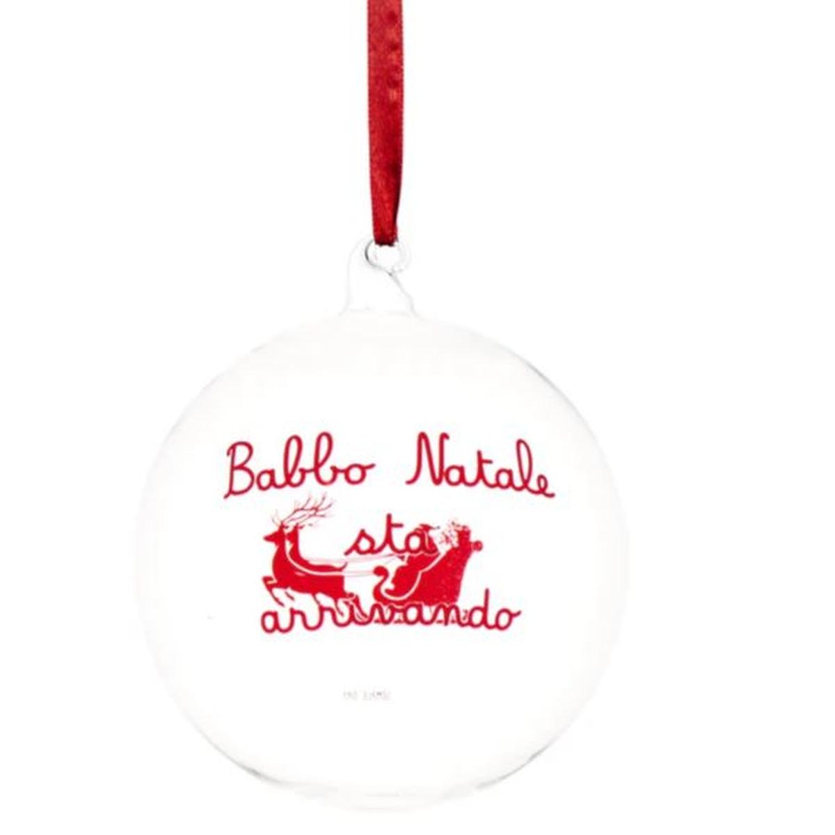 Pallina natalizia vetro scritta babbo sta arrivando Ø 15 cm