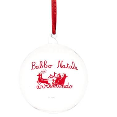 Pallina natalizia vetro scritta babbo sta arrivando Ø 15 cm