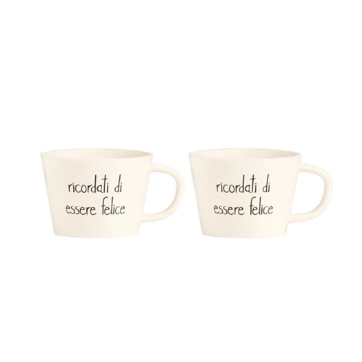 Tazza Natalizia Colazione Ceramica Simple Day Ricordati di Essere Felice pz.2 |Simple
