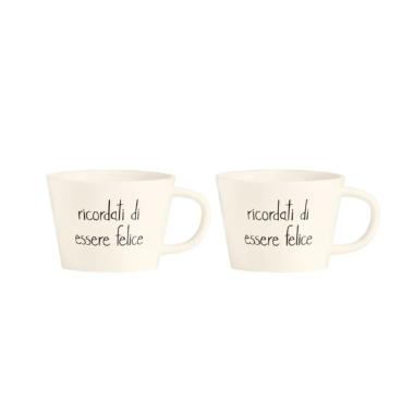 Tazza Natalizia Colazione Ceramica Simple Day Ricordati di Essere Felice pz.2 |Simple