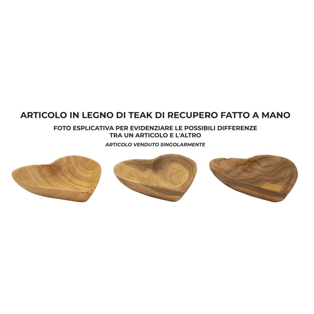 Svuota tasche kiha cuore teak massello 15 x 17 x 3,5 cm