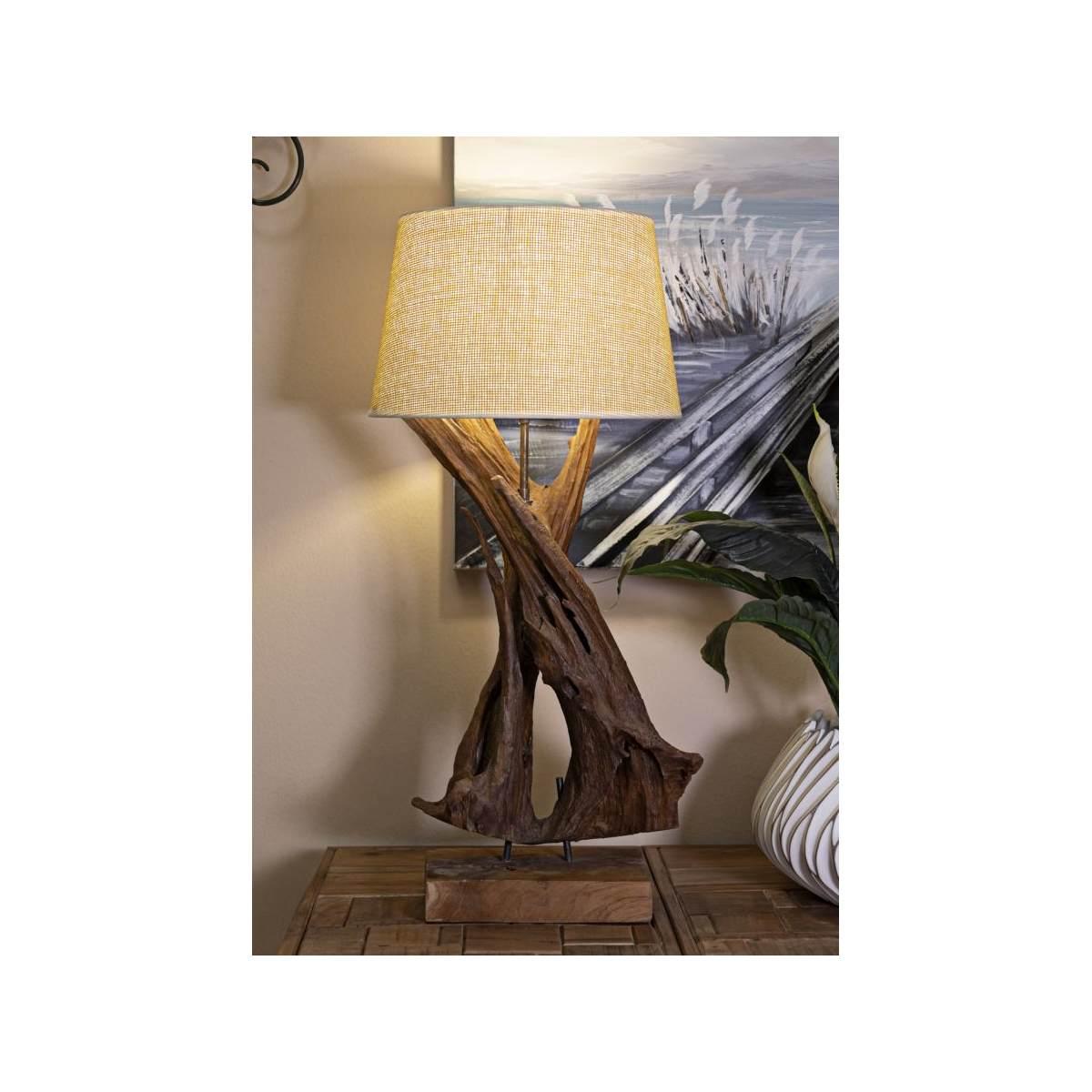Lampada da tavolo teak riciclato 35 x 80 cm