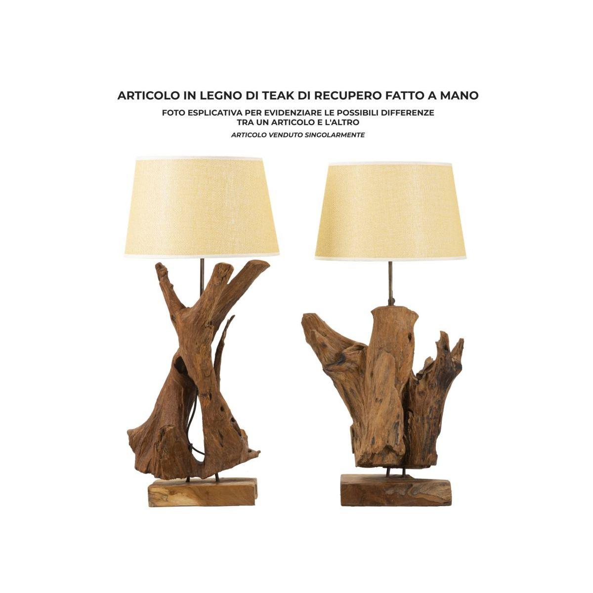 Lampada da tavolo teak riciclato 35 x 80 cm