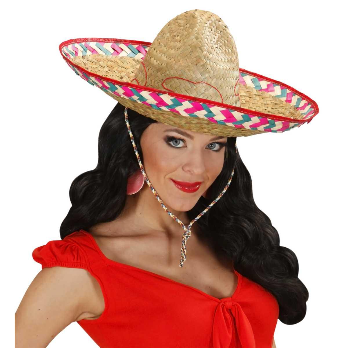 Cappello sombrero paglia bordi multicolor