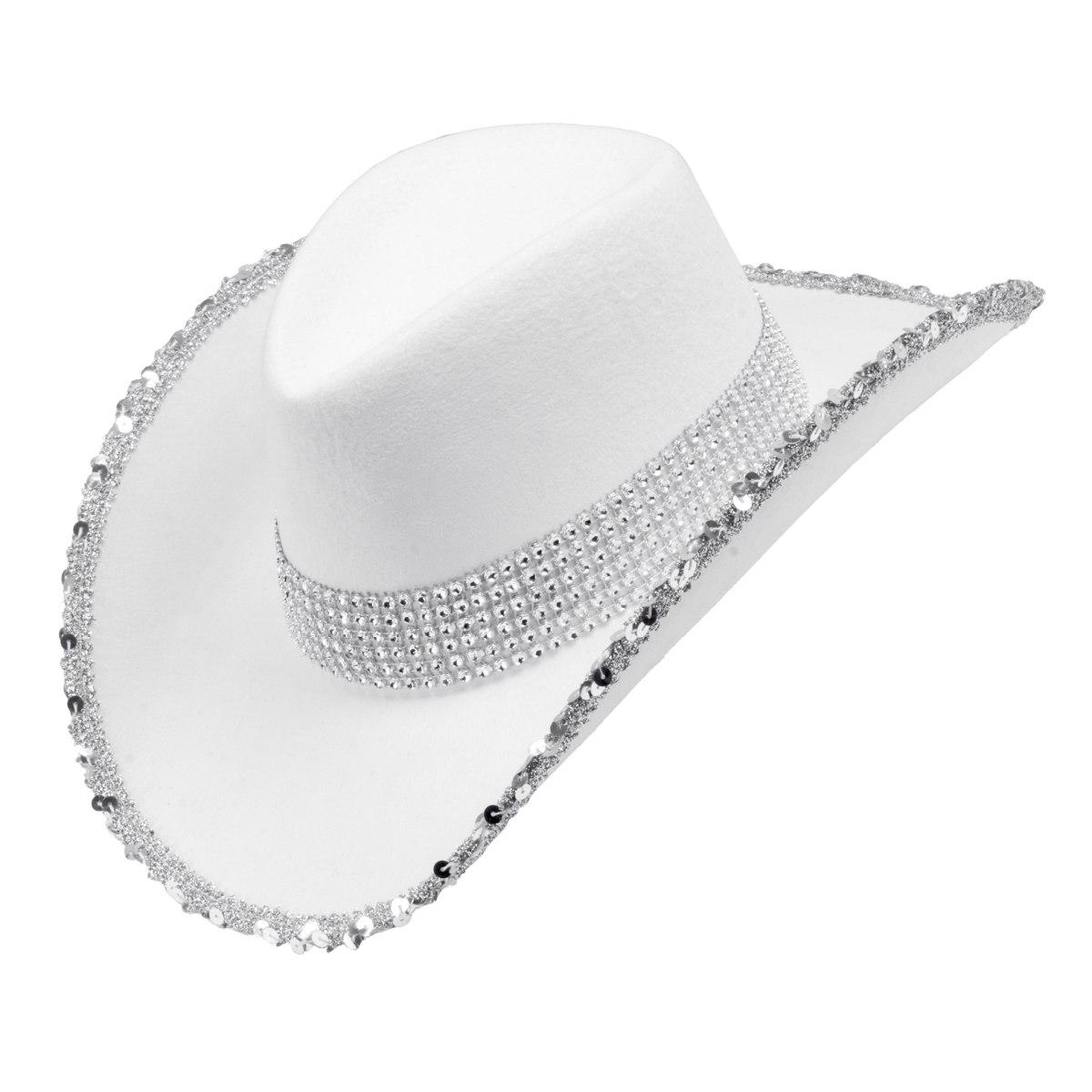Cappello cowboy bianco strass
