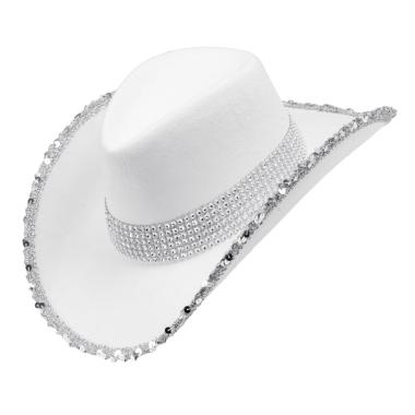 Cappello cowboy bianco strass