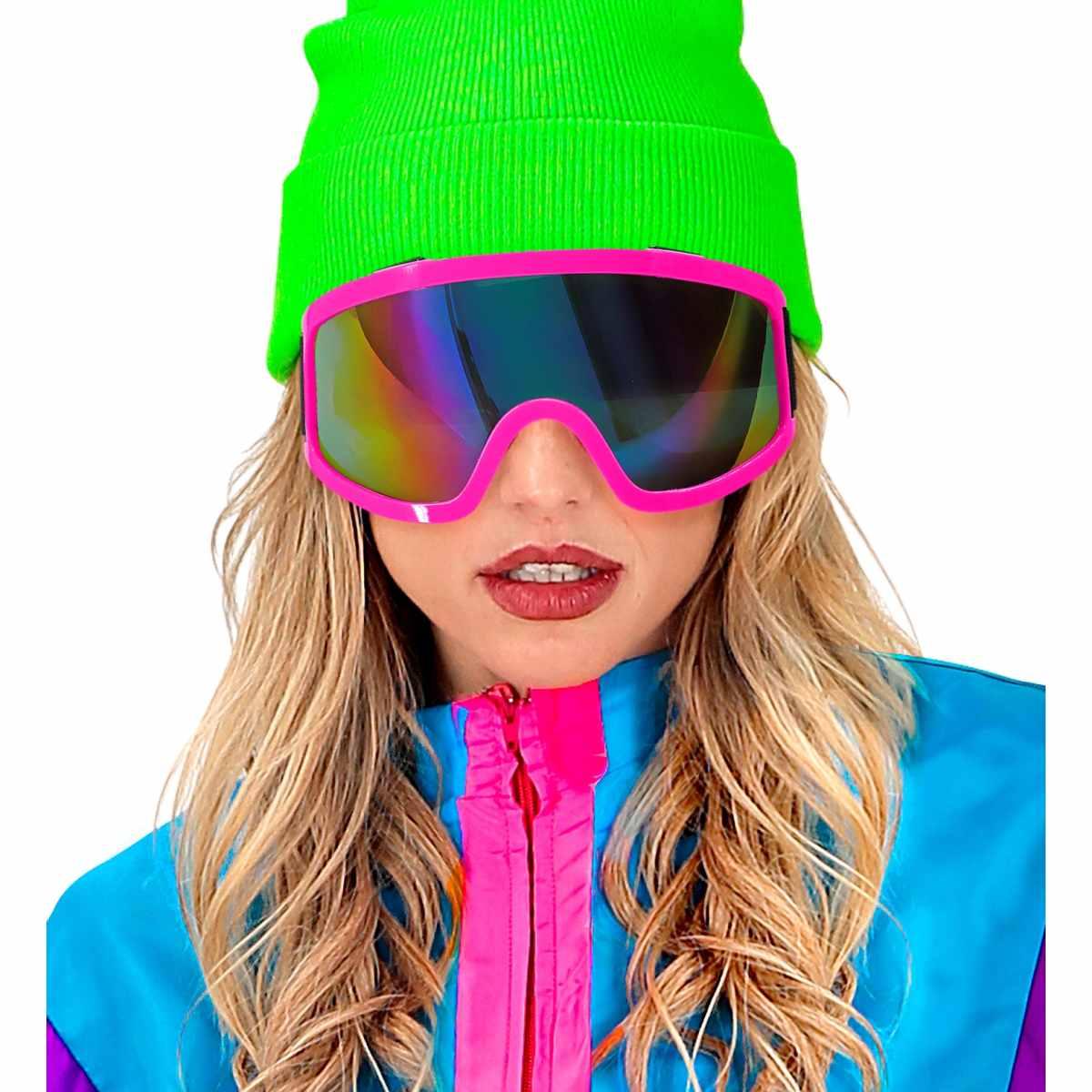 Occhiali da sci anni 80 rosa fluo