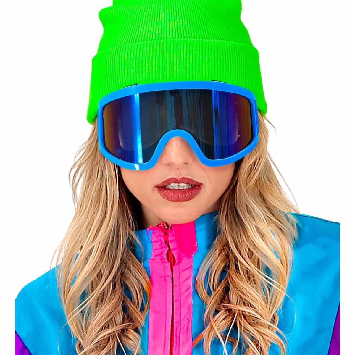 Occhiali da sci anni 80 blu fluo
