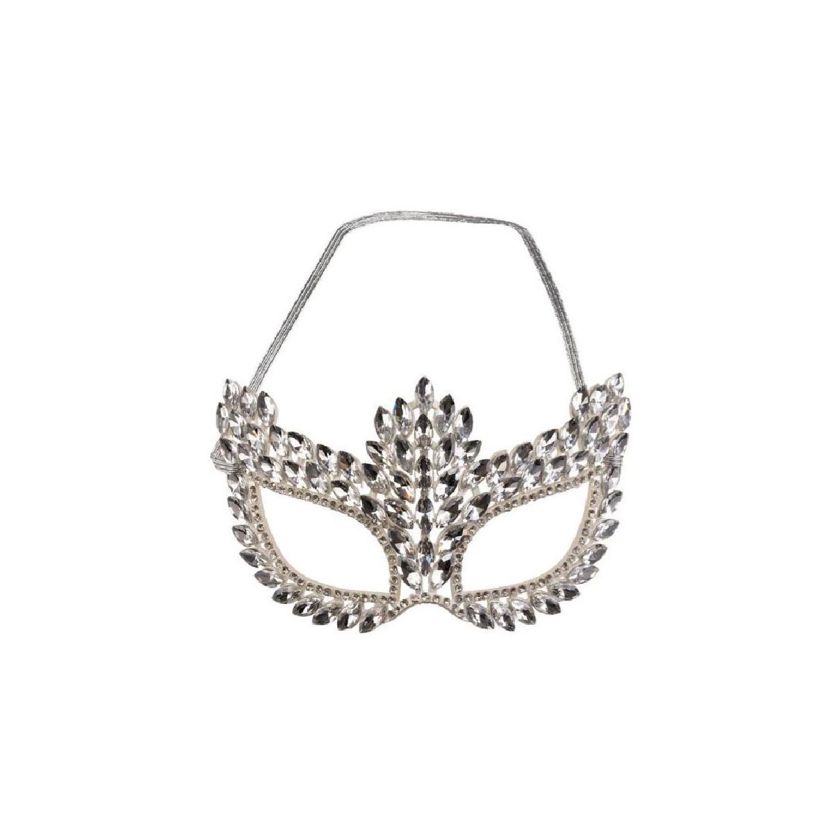 Maschera viso pvc argento gemme strass
