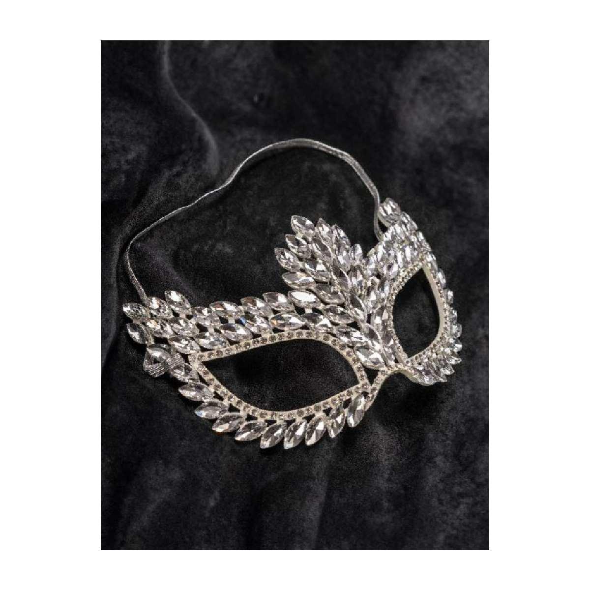 Maschera viso pvc argento gemme strass
