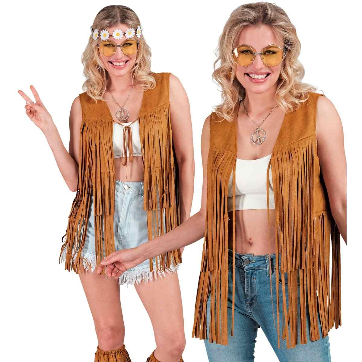 Costume gilet marrone frange
