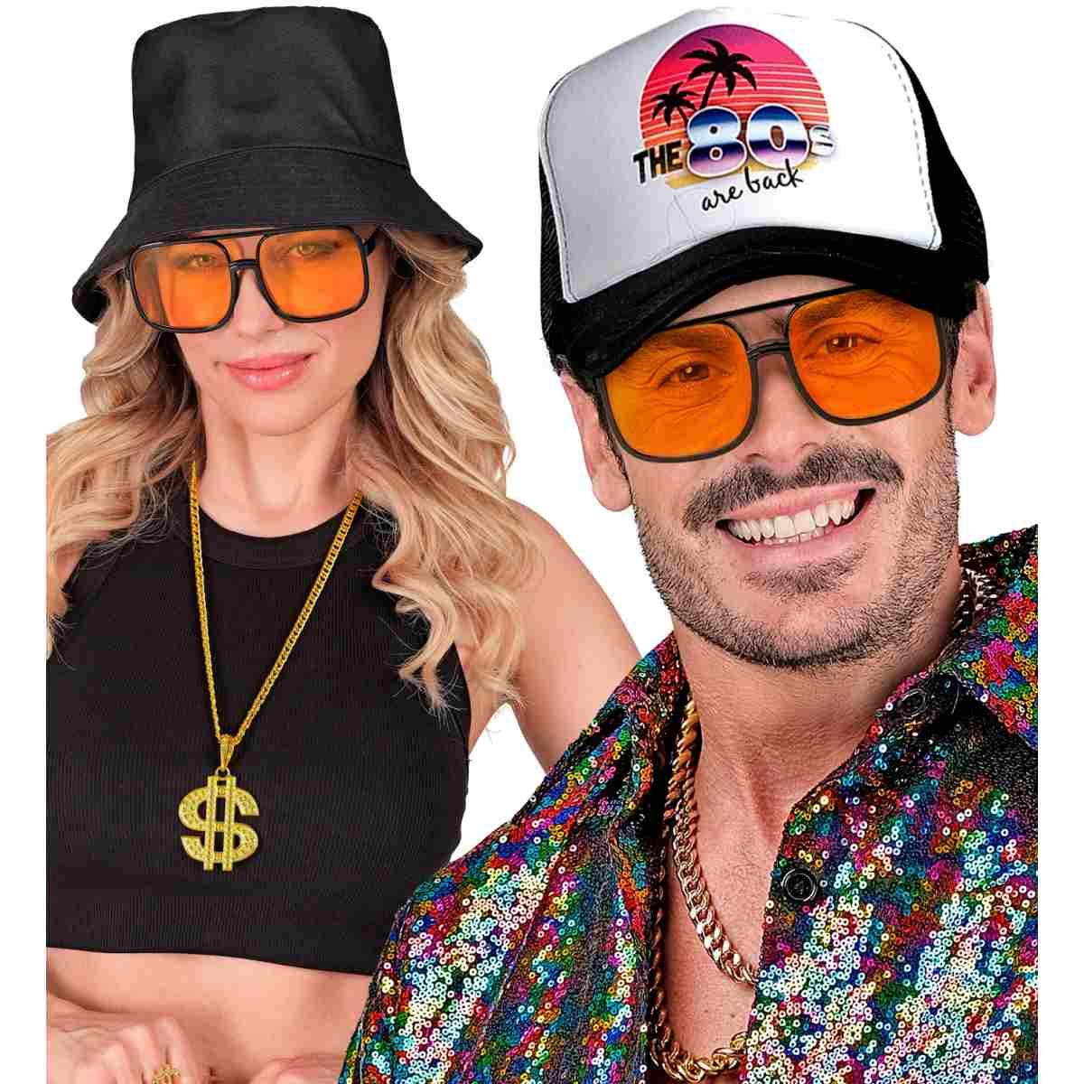 Occhiali neri hip hop lenti arancioni