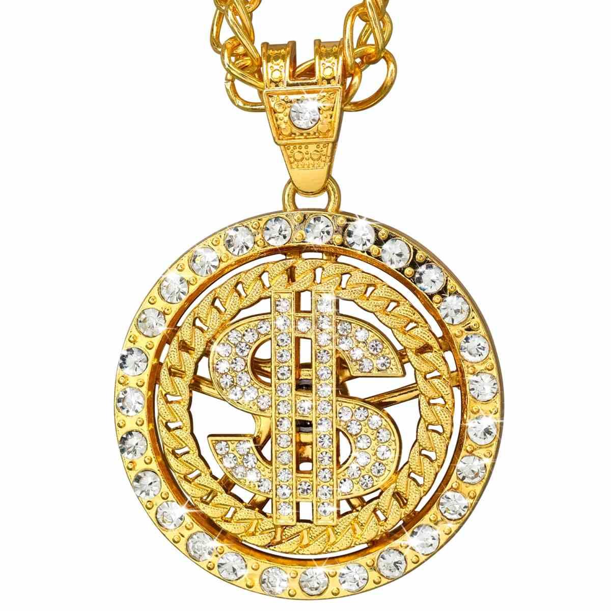 Collana metallo dollaro strass
