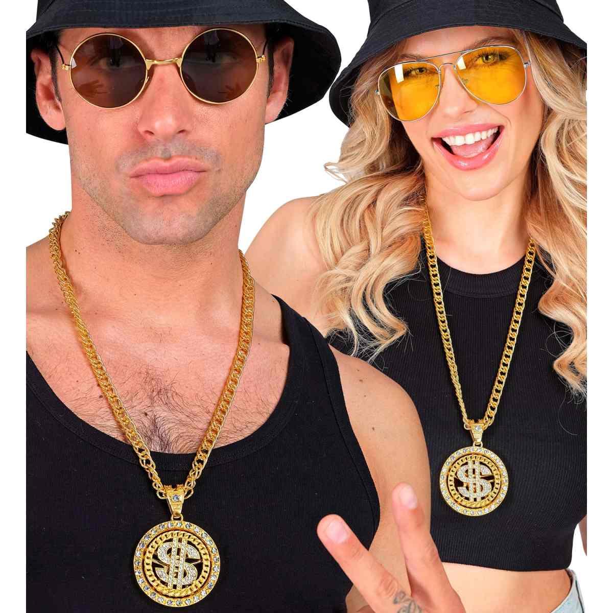 Collana metallo dollaro strass