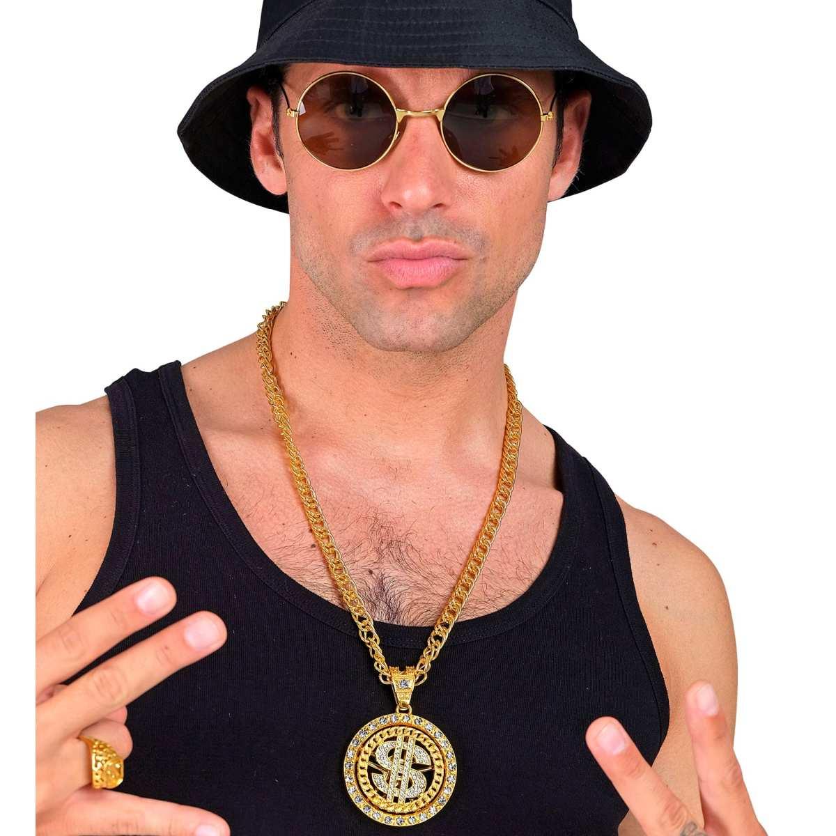 Collana metallo dollaro strass