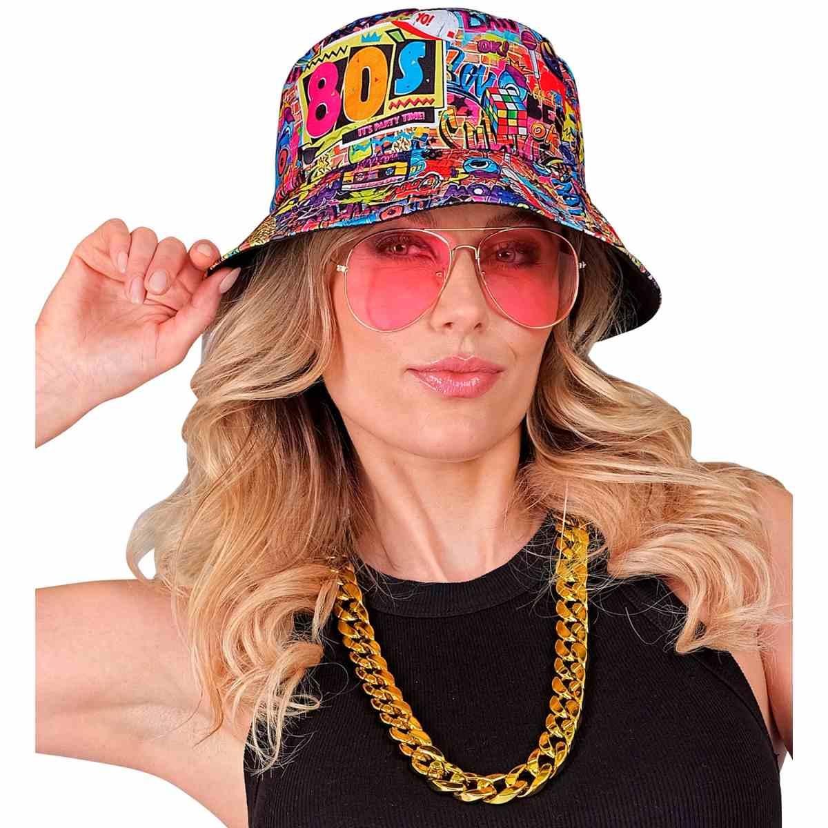 Cappello funky occhiali collana anni