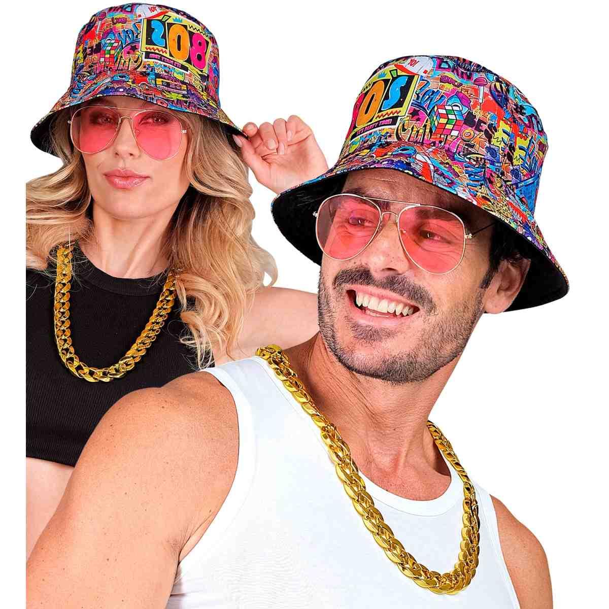 Cappello funky occhiali collana anni