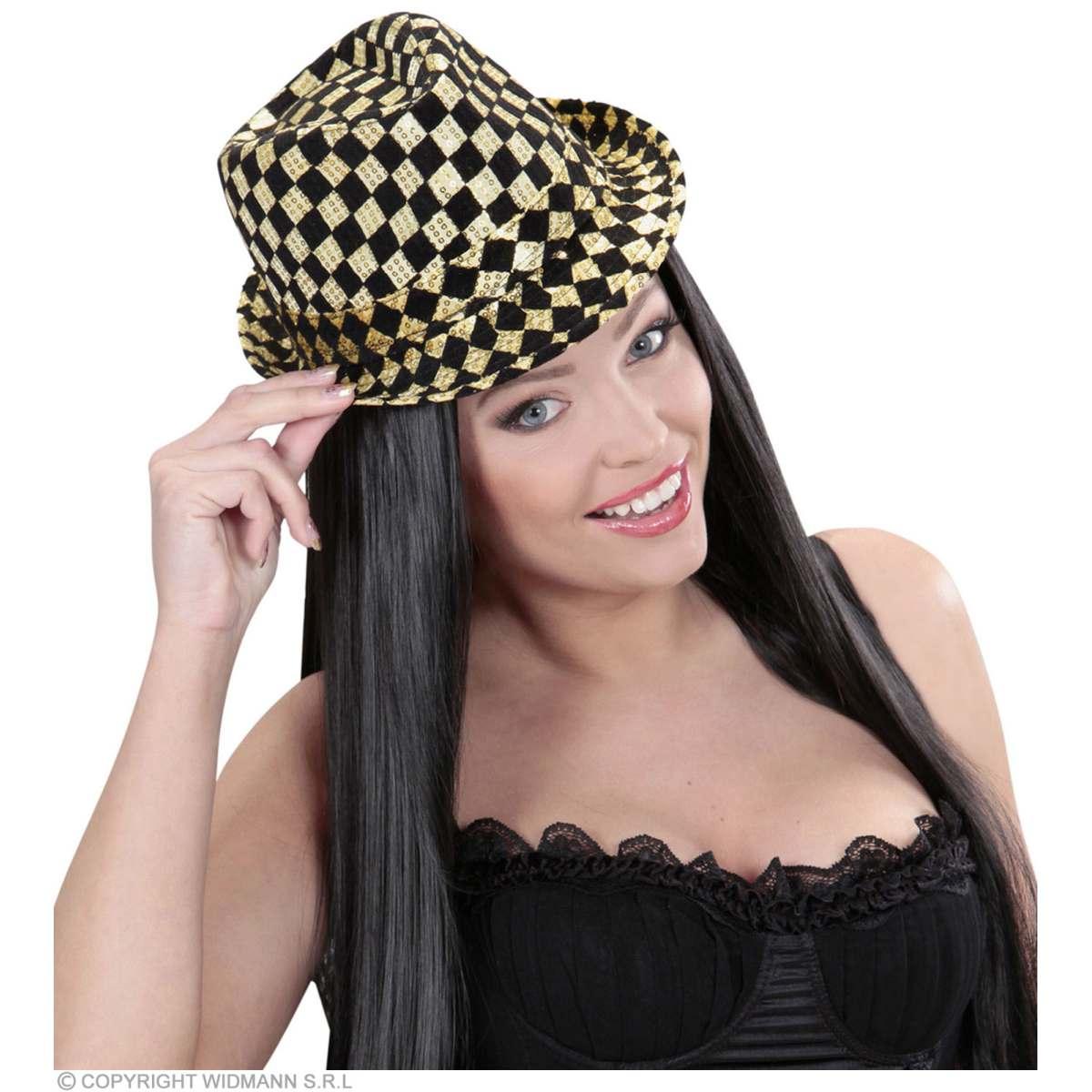 Cappello borsalino scacchi paillettes