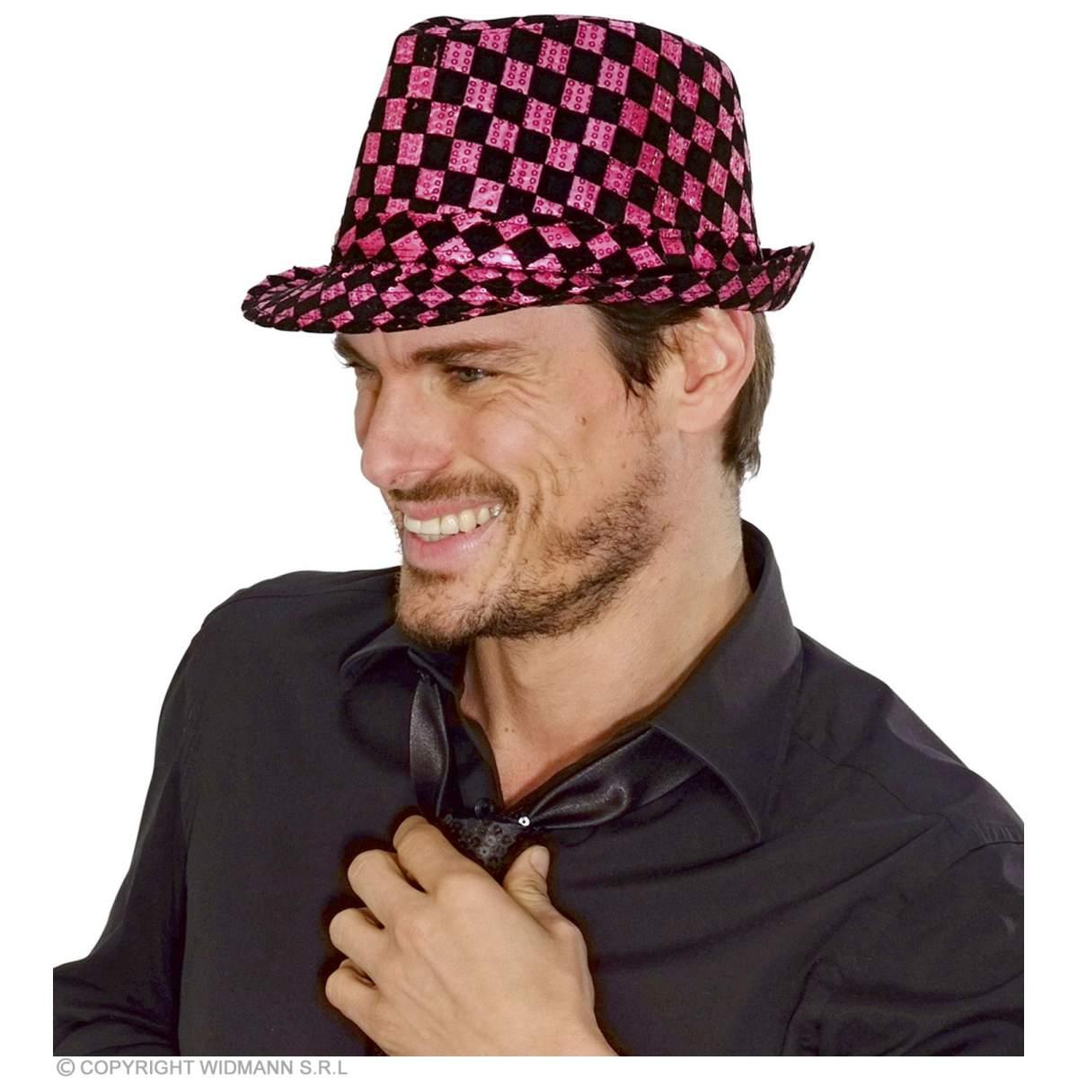Cappello borsalino scacchi paillettes