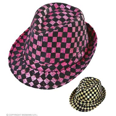Cappello borsalino scacchi paillettes