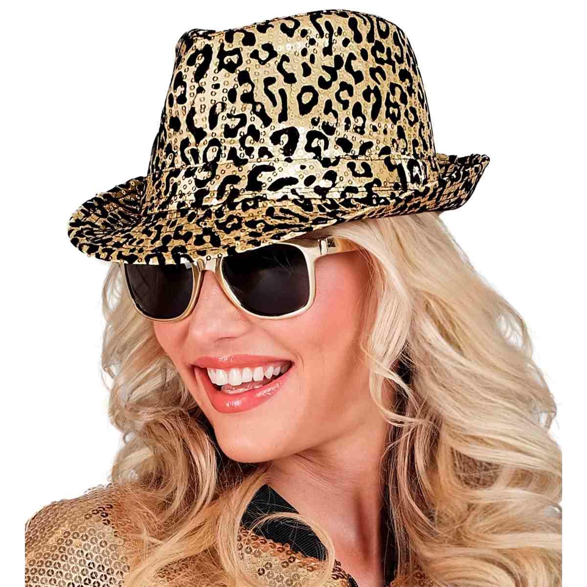 Cappello borsalino animalier paillettes