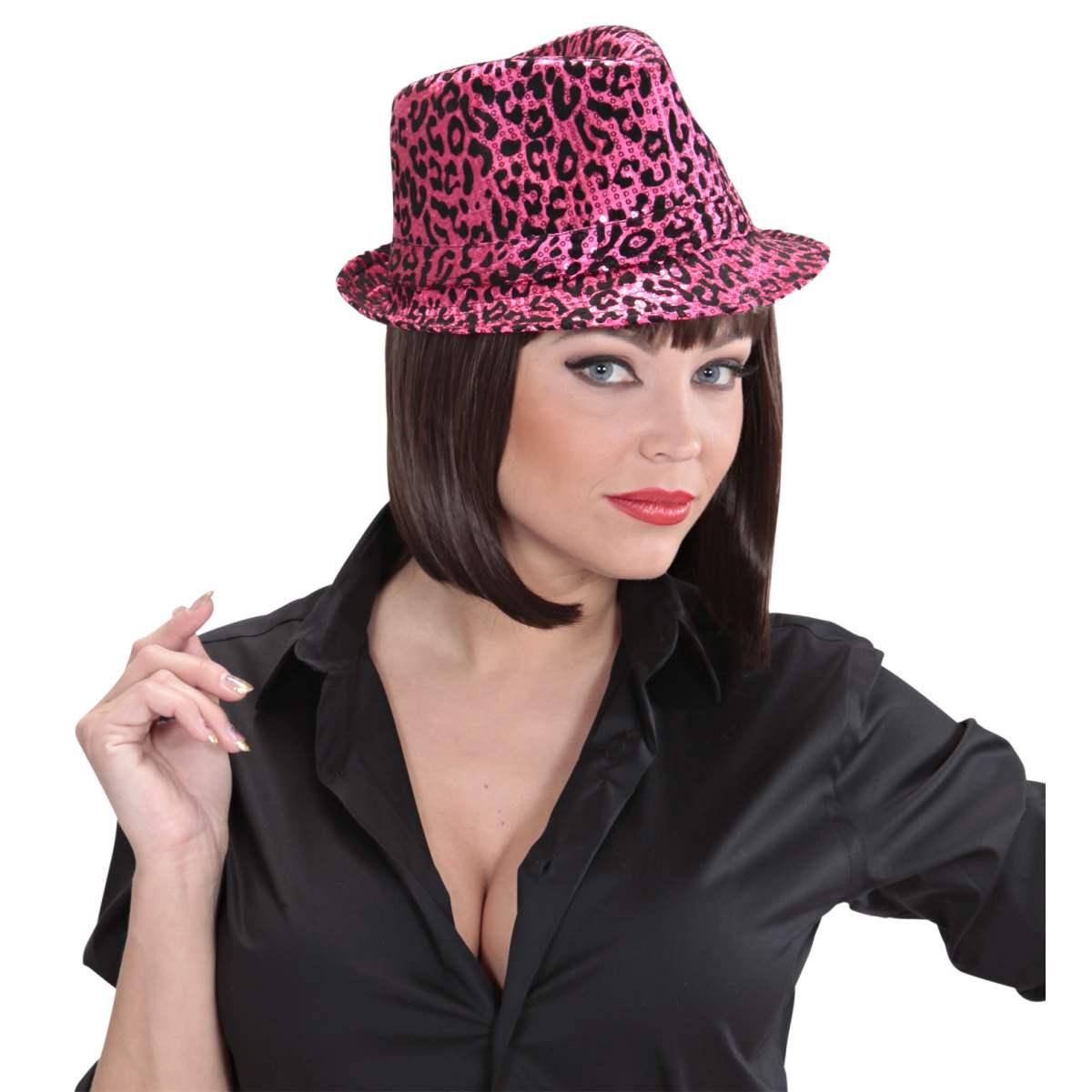 Cappello borsalino animalier paillettes