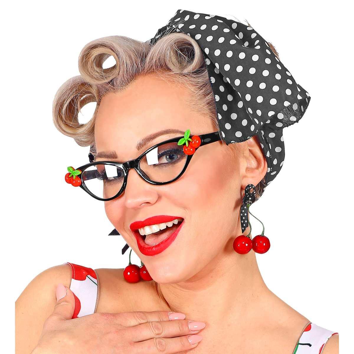 Occhiali anni 50 cherry foulard orecchini