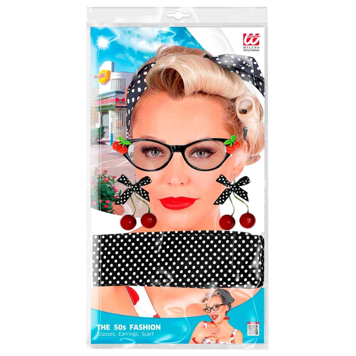 Occhiali anni 50 cherry foulard orecchini