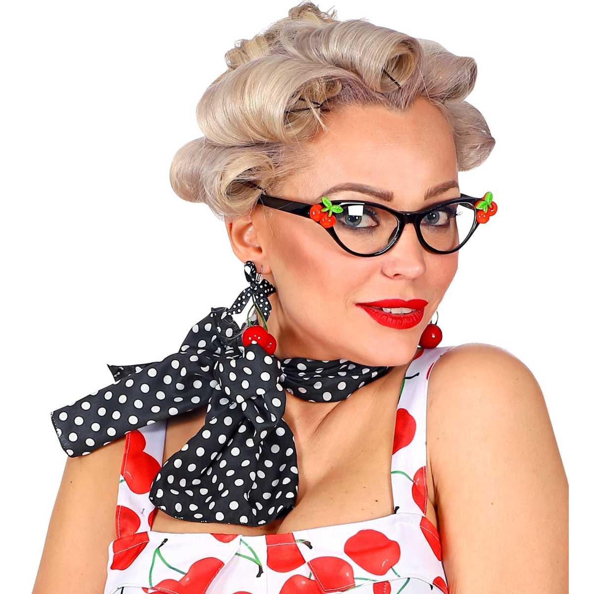 Occhiali anni 50 cherry foulard orecchini
