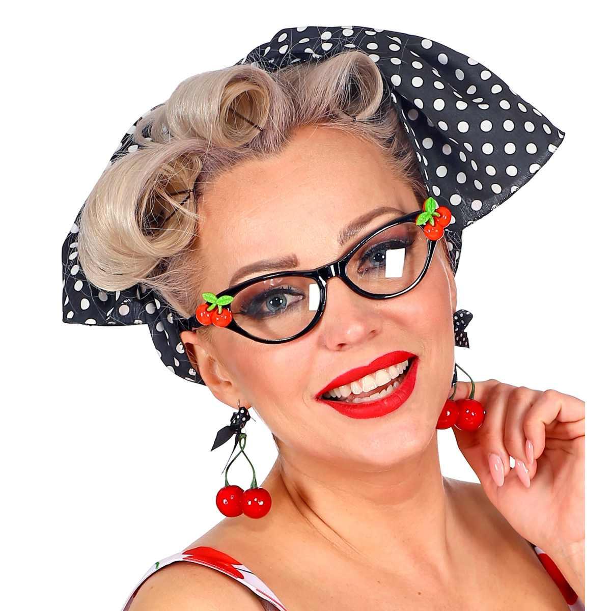 Occhiali anni 50 cherry foulard orecchini