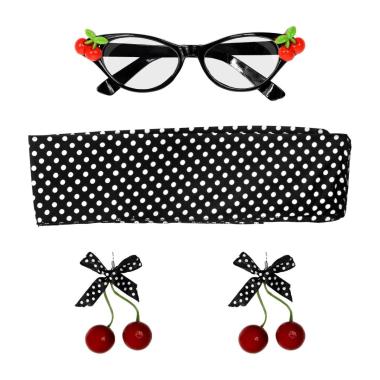 Occhiali anni 50 cherry foulard orecchini