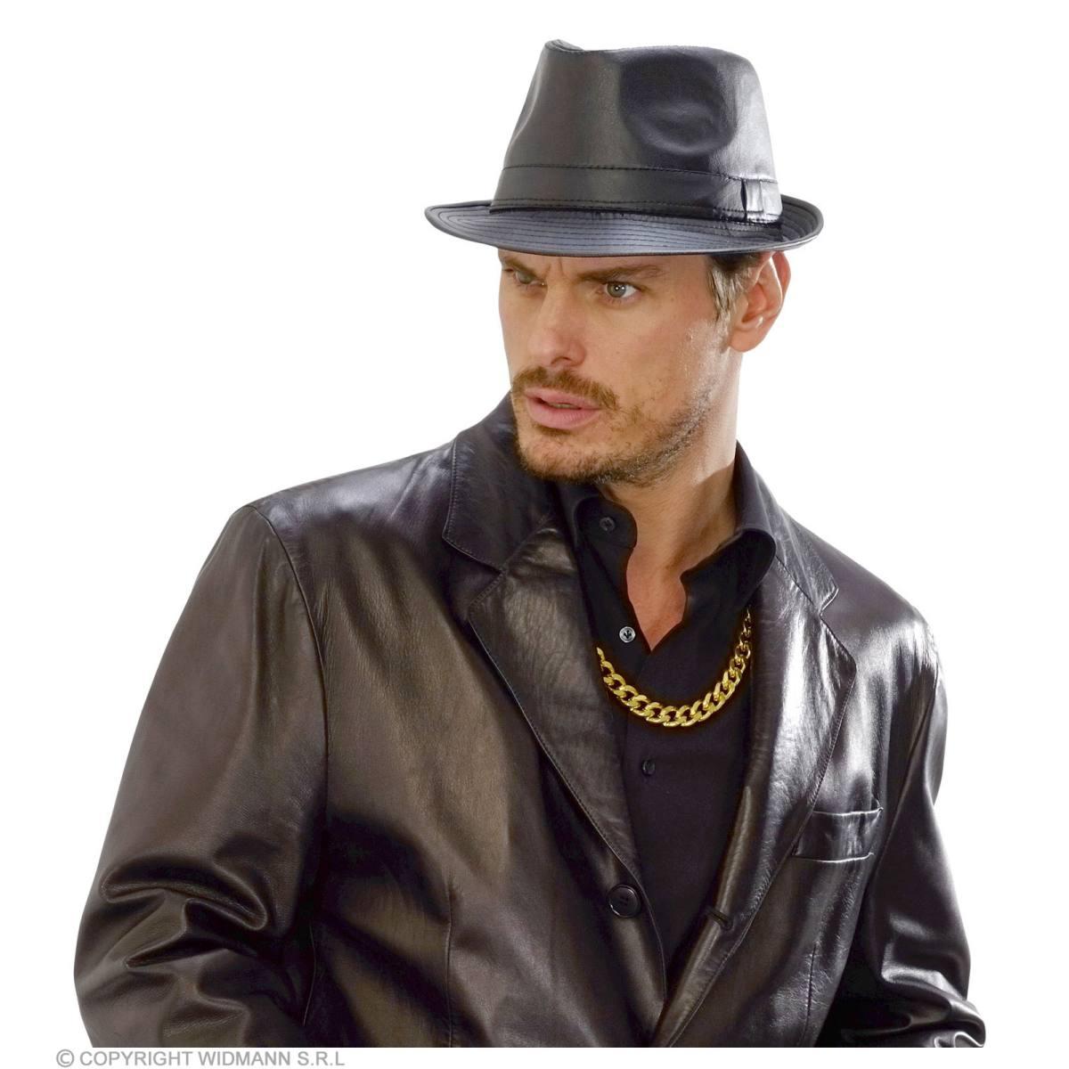 Cappello borsalino similpelle nero
