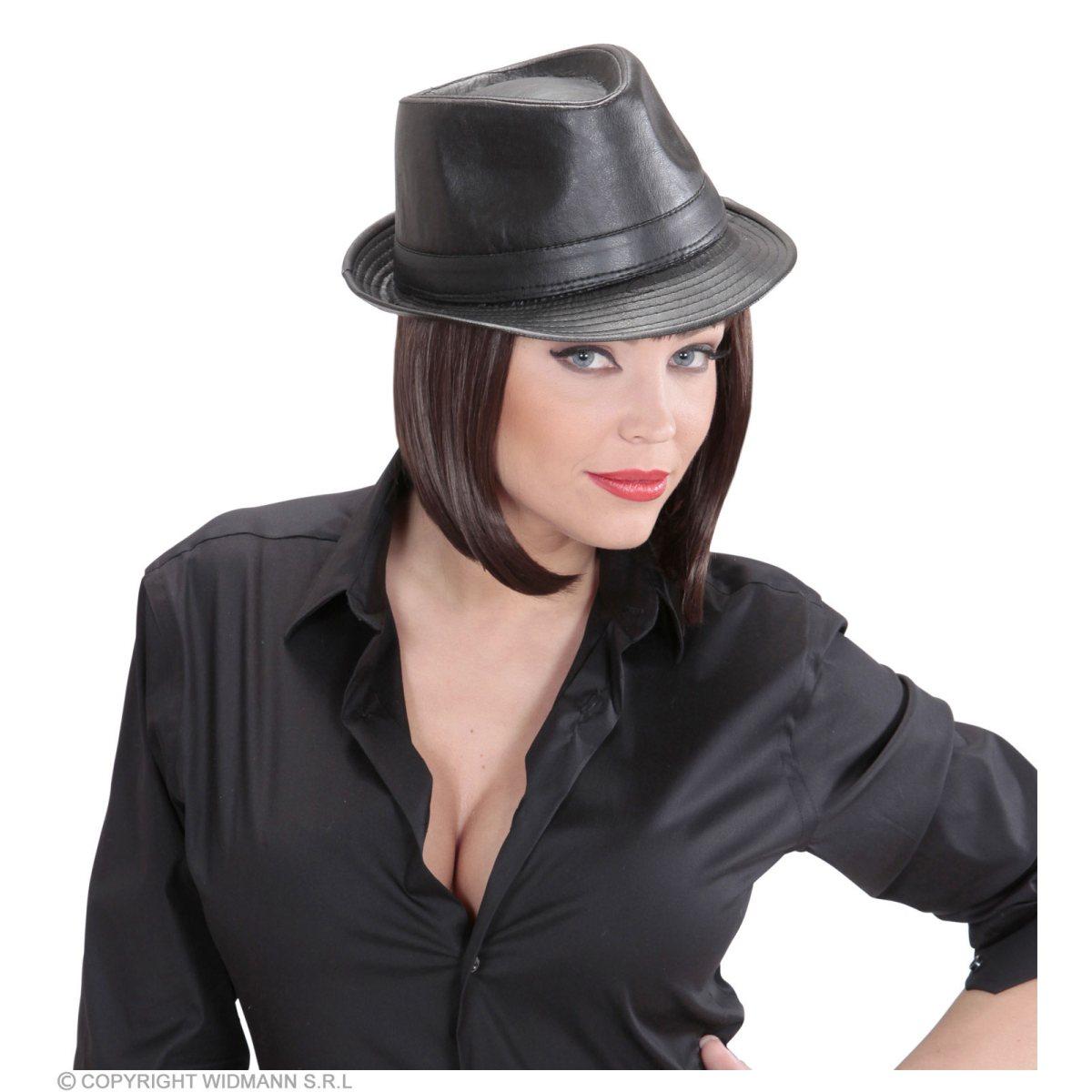 Cappello borsalino similpelle nero
