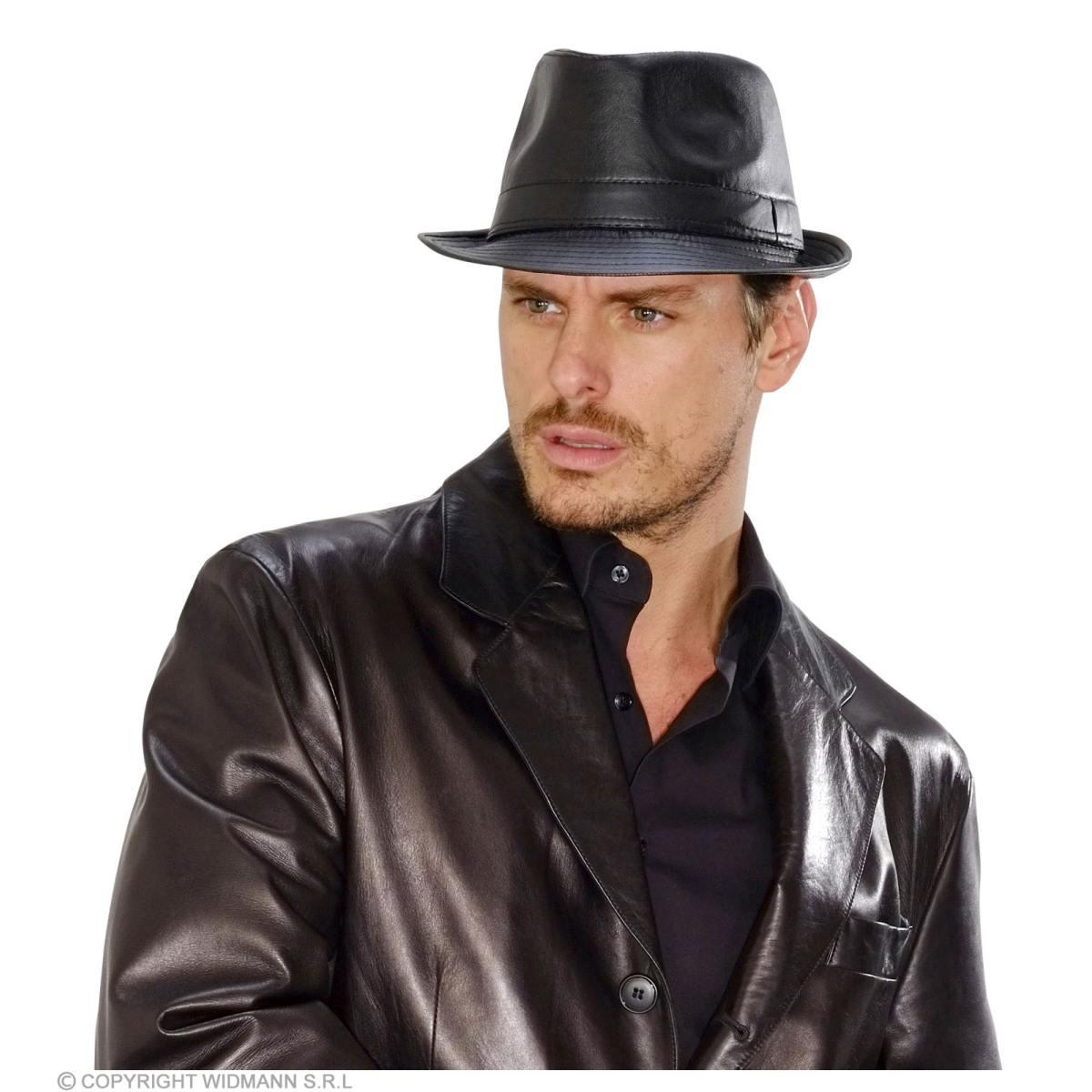 Cappello borsalino similpelle nero