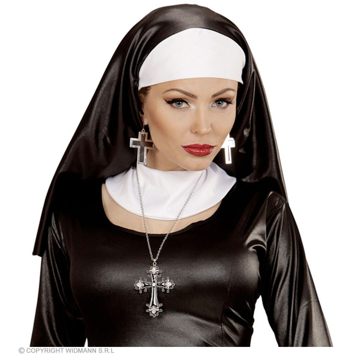 Orecchini croce nera argento