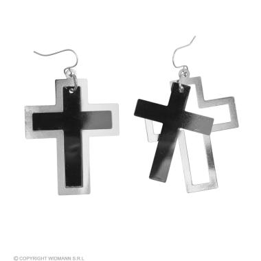 Orecchini croce nera argento