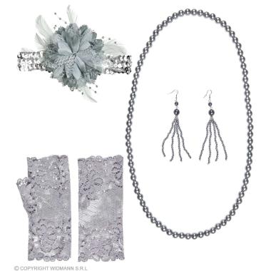 Fascia charleston collana orecchini guanti