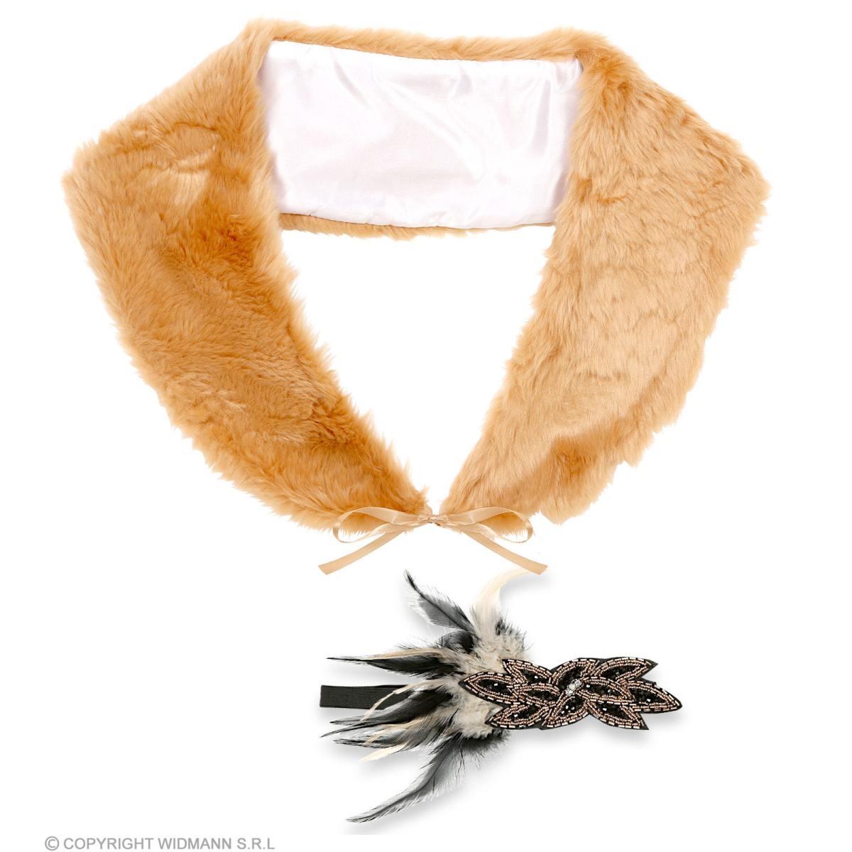 Charleston stola beige copricapo piume