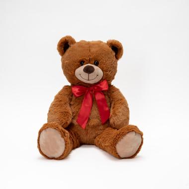 Orso peluche marrone fiocco rosso 100 cm