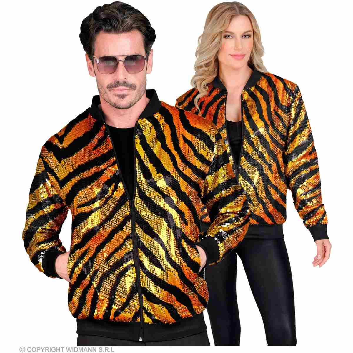 Giubbino bomber party disco tigrato animalier