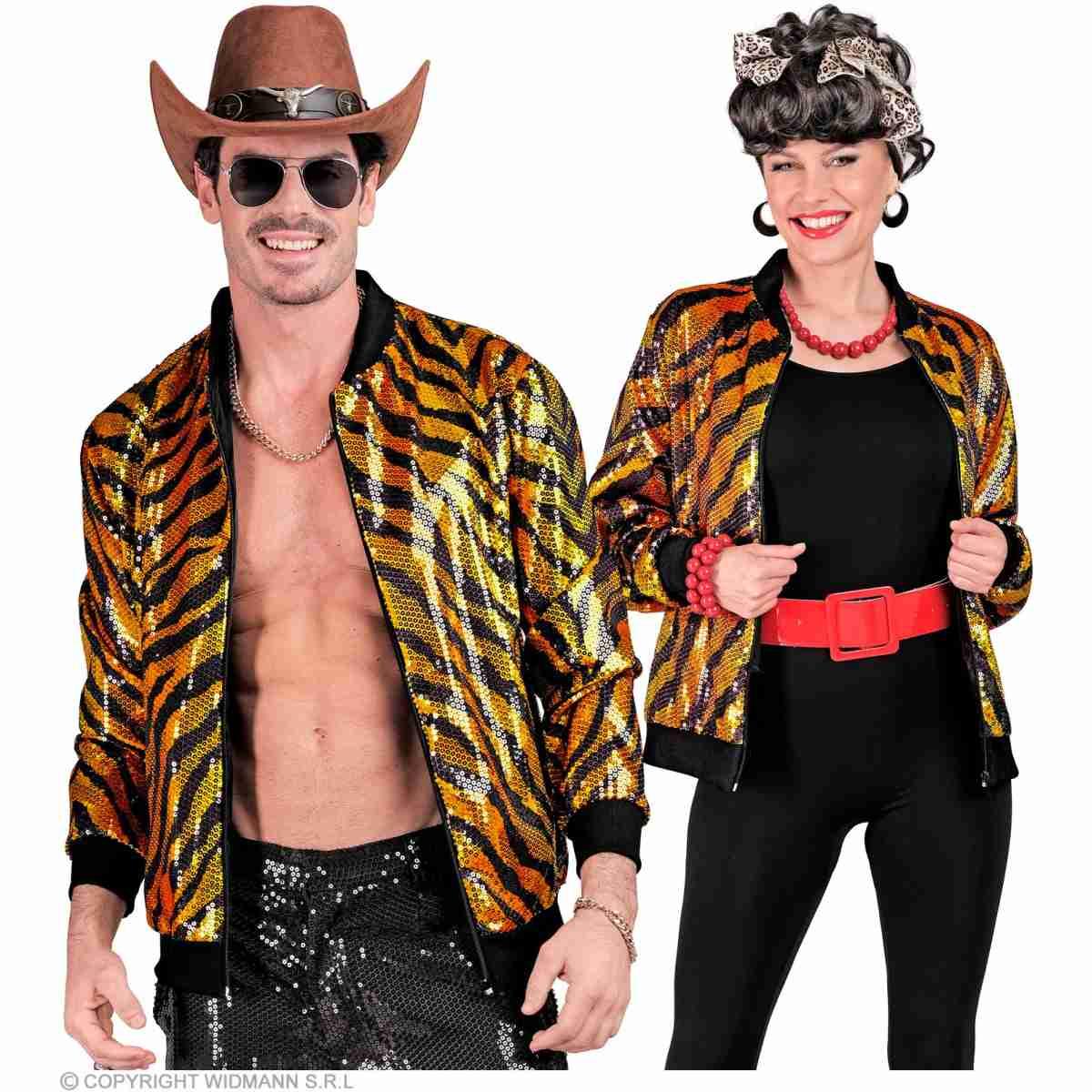 Giubbino bomber party disco tigrato animalier