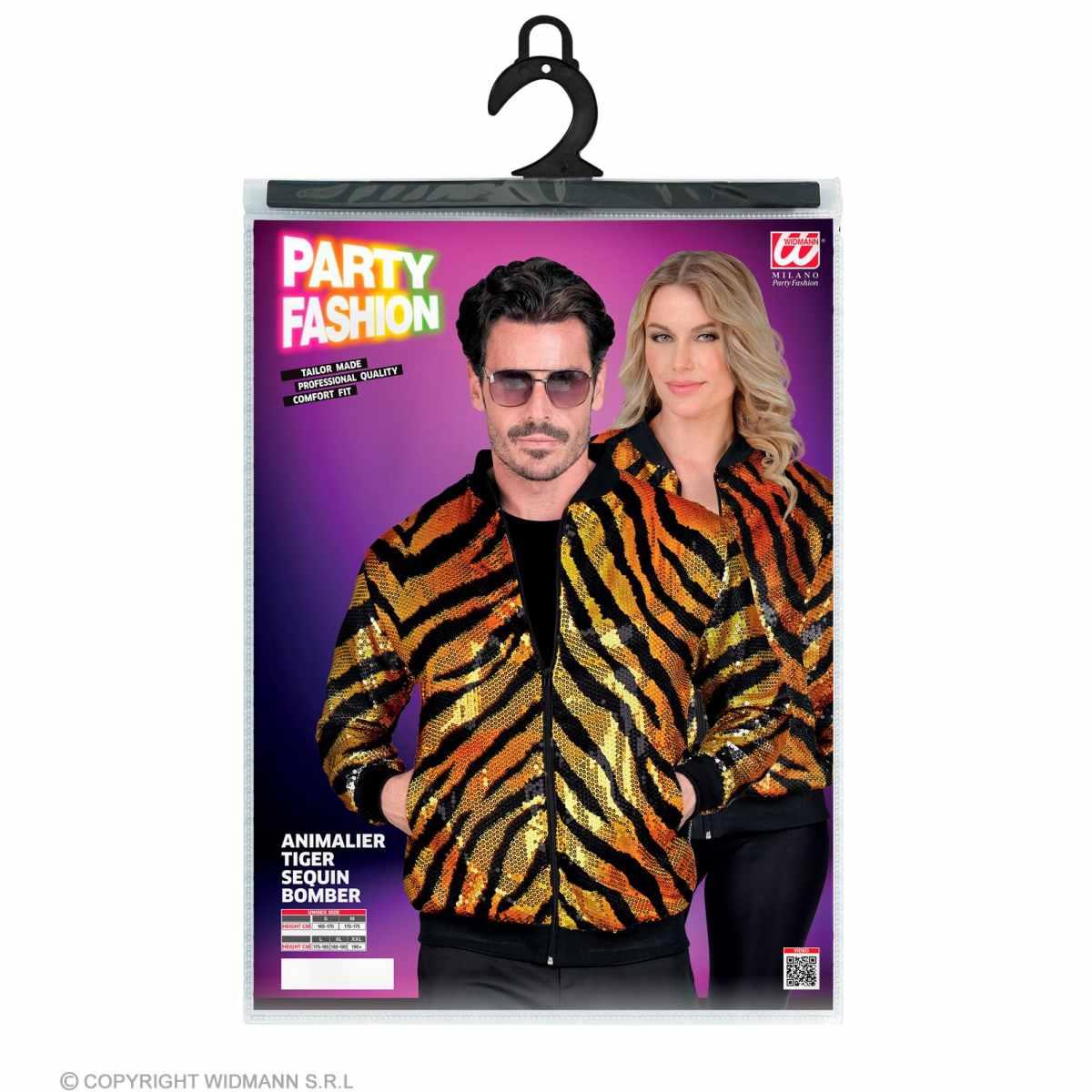 Giubbino bomber party disco tigrato animalier